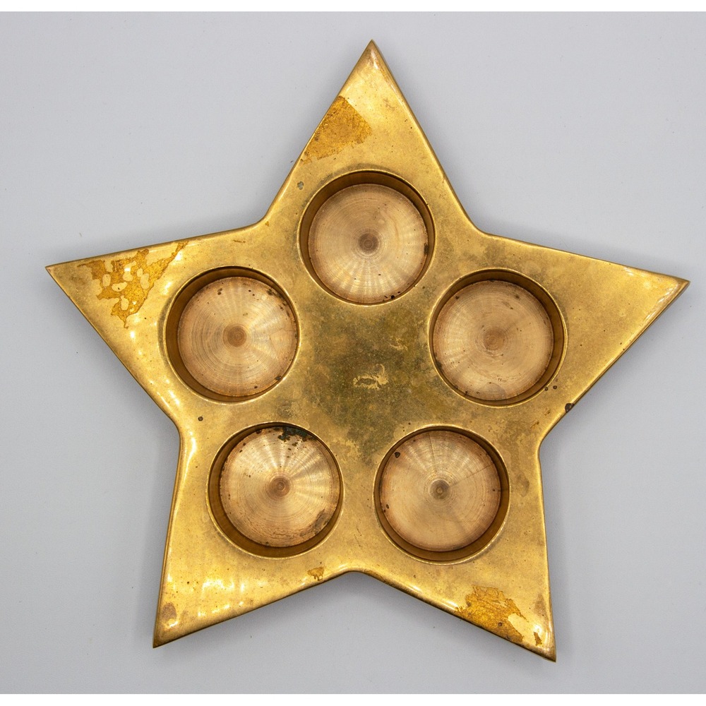 Vintage Gold‎ Star Tealight Candle Holder 5-Cup Metal Celestial Decor